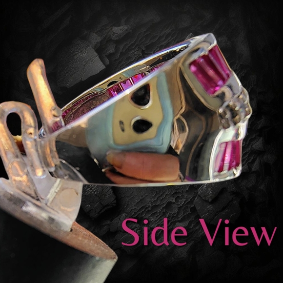 Unique 90210 Estate SALE Luxury Pink White Sapphire Ring in .925 Silver Size 6 - Picture 5 of 9